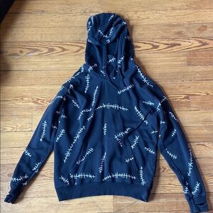 Stitched Pattern Black Hoodie